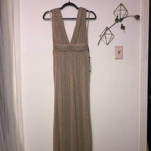 Lulus Gold Metallic Maxi/Prom Dress